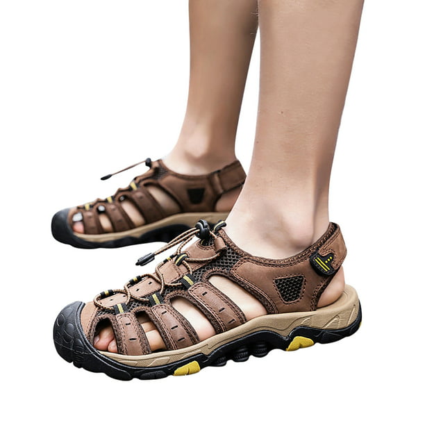 Men's Outdoor Hiking Genuine Leather Sandals Summer Camping Fisherman Shoes Sz 